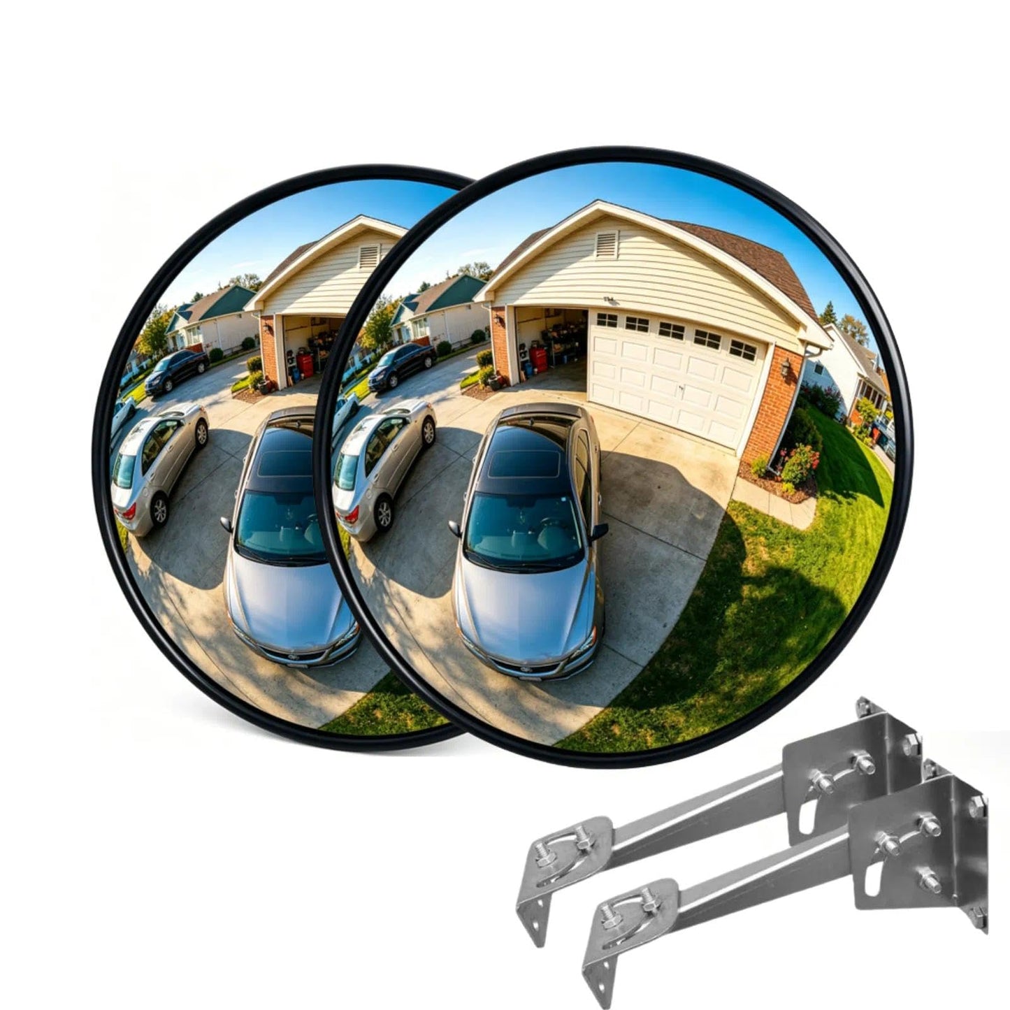 24" Security Convex Mirror-160° Outdoor & Indoor Driveway Security Safety Mirror, Unbreakable Acrylic for Garage, School,Warehouse & High-Traffic Areas (2pc)