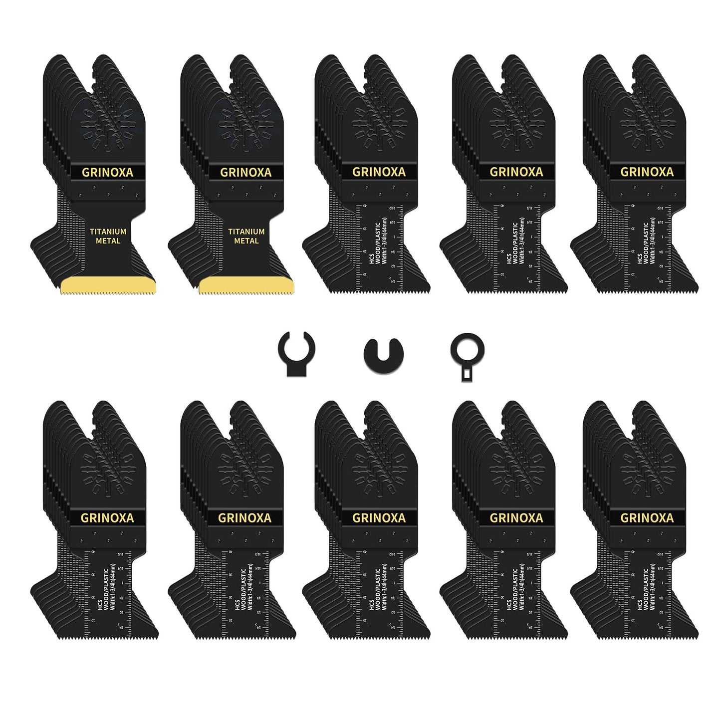 GRINOXA 55PCS Multi Tool Blades Kits, Professional Universal Oscillating Tool Blades for Wood Plastic Metal, Quick Release Oscillating Saw Blades Fit Dewalt Ryobi Milwaukee Rockwell Fein Makita