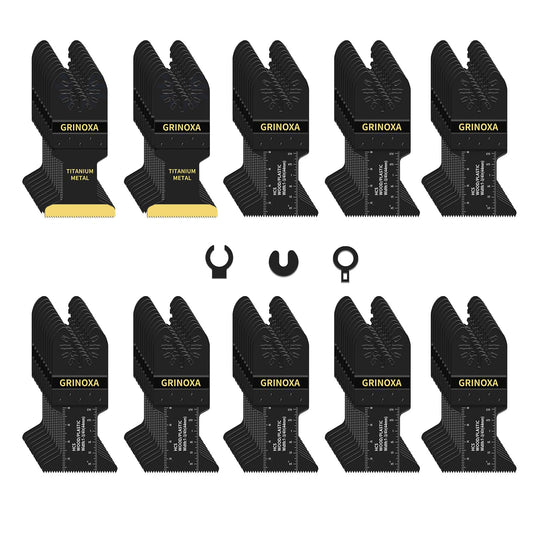 GRINOXA 55PCS Multi Tool Blades Kits, Professional Universal Oscillating Tool Blades for Wood Plastic Metal, Quick Release Oscillating Saw Blades Fit Dewalt Ryobi Milwaukee Rockwell Fein Makita
