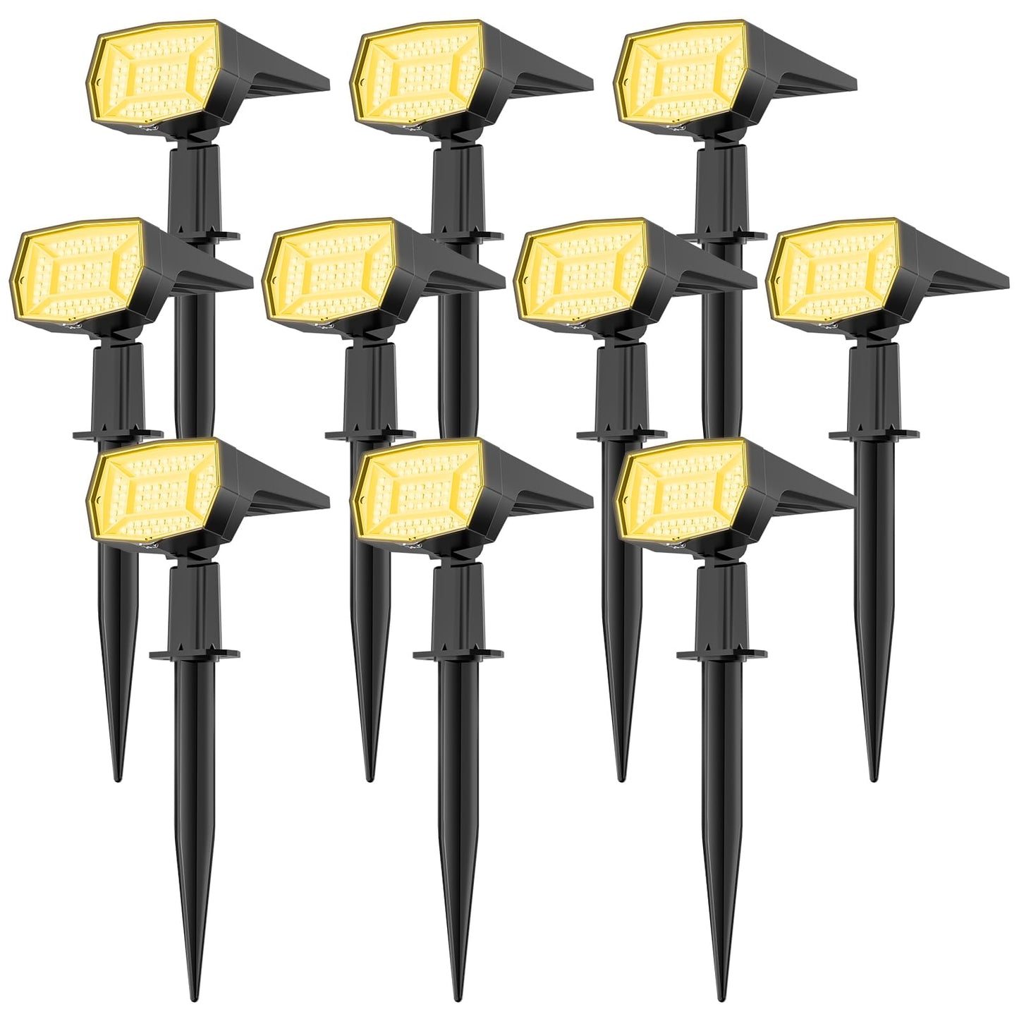Fabrito Solar Spot Lights Outdoor Waterproof, 72 LEDs Landscape Spotlights with 3 Lighting Modes, 2-In-1 Dusk to Dawn Solar Flood Wall Lights for Garden/Yard/Tree/Pathway/Outside (Warm White) -10 Pack
