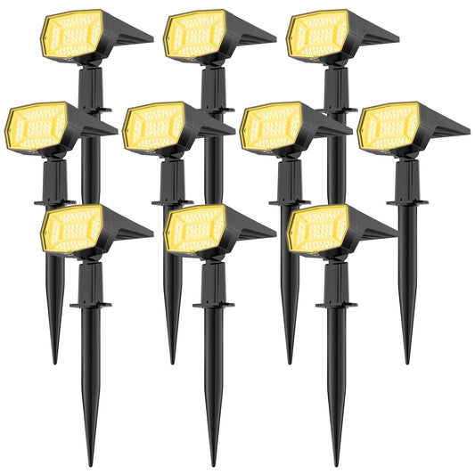 Fabrito Solar Spot Lights Outdoor Waterproof, 72 LEDs Landscape Spotlights with 3 Lighting Modes, 2-In-1 Dusk to Dawn Solar Flood Wall Lights for Garden/Yard/Tree/Pathway/Outside (Warm White) -10 Pack