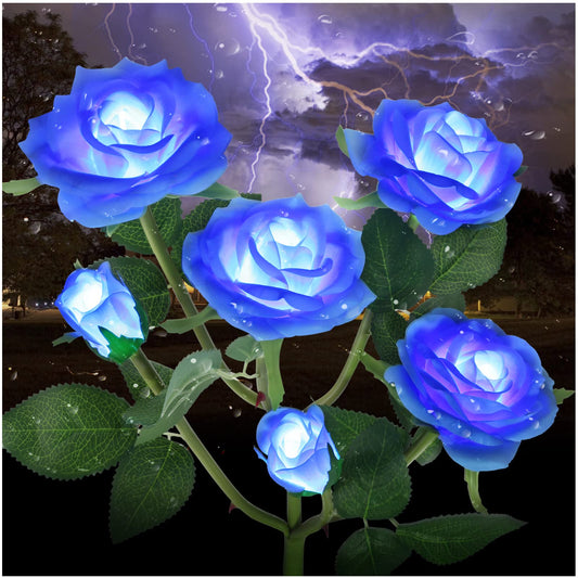 Outdoor Solar Garden Stake Lights,Upgraded LED Solar Powered Light with 6 Rose Flowers, Waterproof Solar Decorative Lights for Patio Pathway Courtyard Garden Lawn
