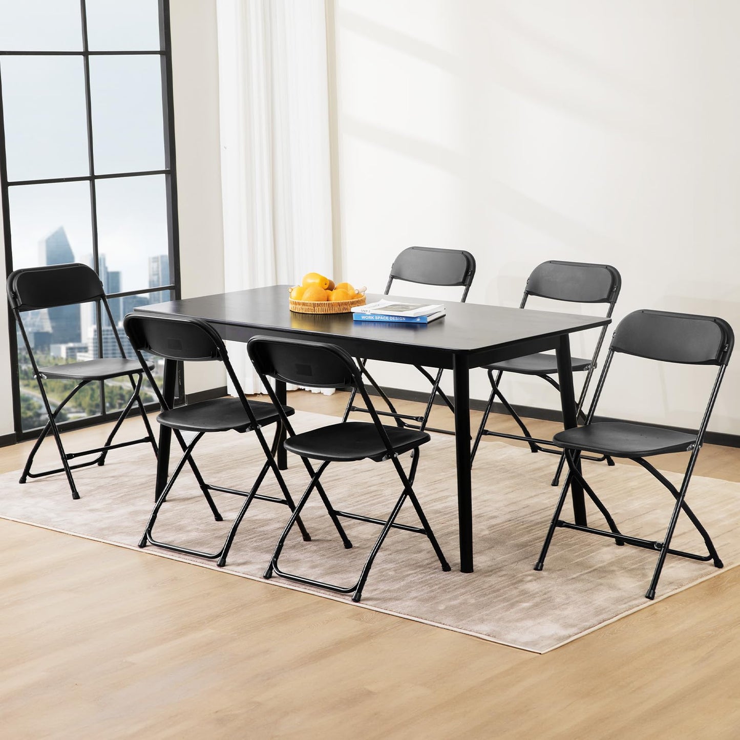 DUMOS Folding Chairs Sets of 10, 330lbs Plastic Stackable Portable Patio Dining Sets, Fold Up for Indoor Outdoor, Camping, Garden, Party, Meeting (Black)