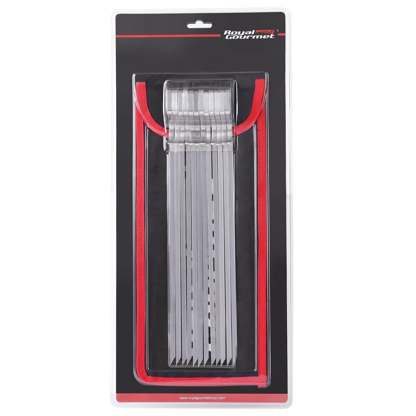 Royal Gourmet TS1601 12-Piece Kebab Skewers for Grilling, 13 Inch Stainless Steel Reusable BBQ Skewers, Includes Storage Pouch, Silver