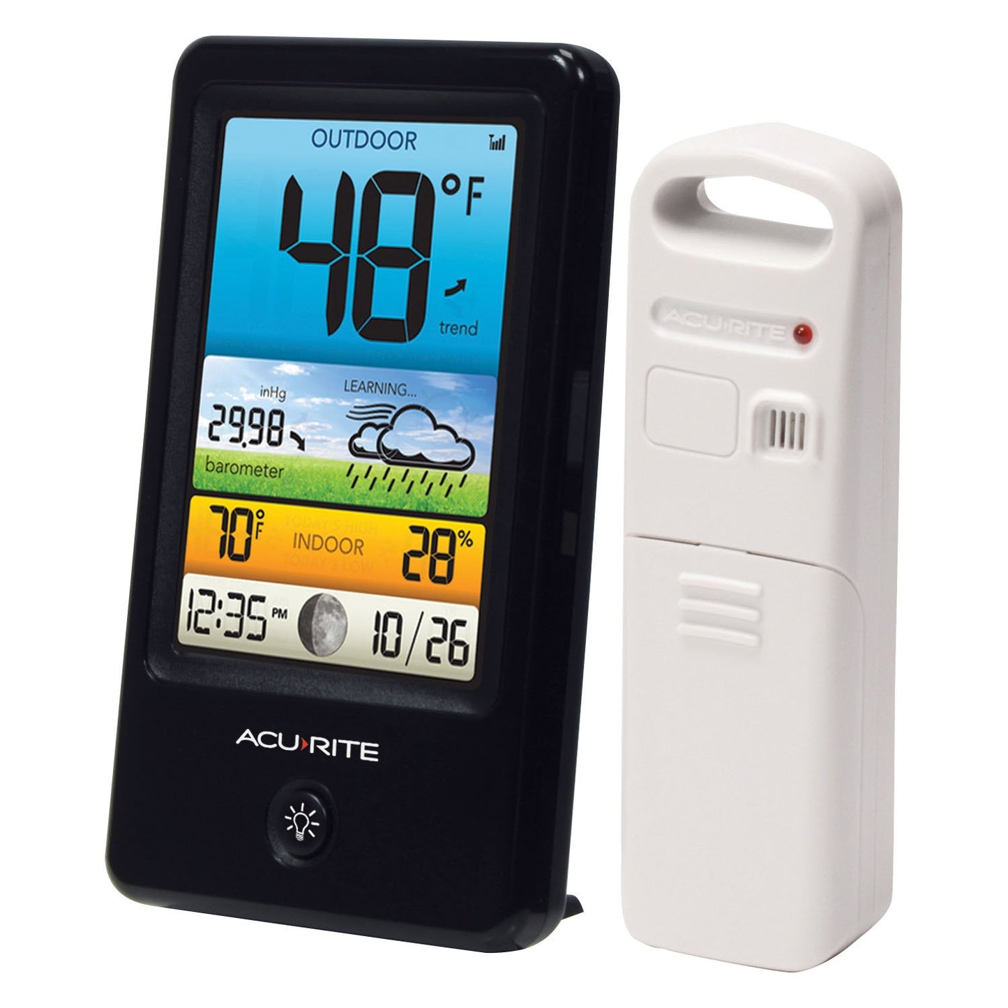 AcuRite 00509 Color Weather Station with Count Temperature/Humidity/Forecast,Black and White