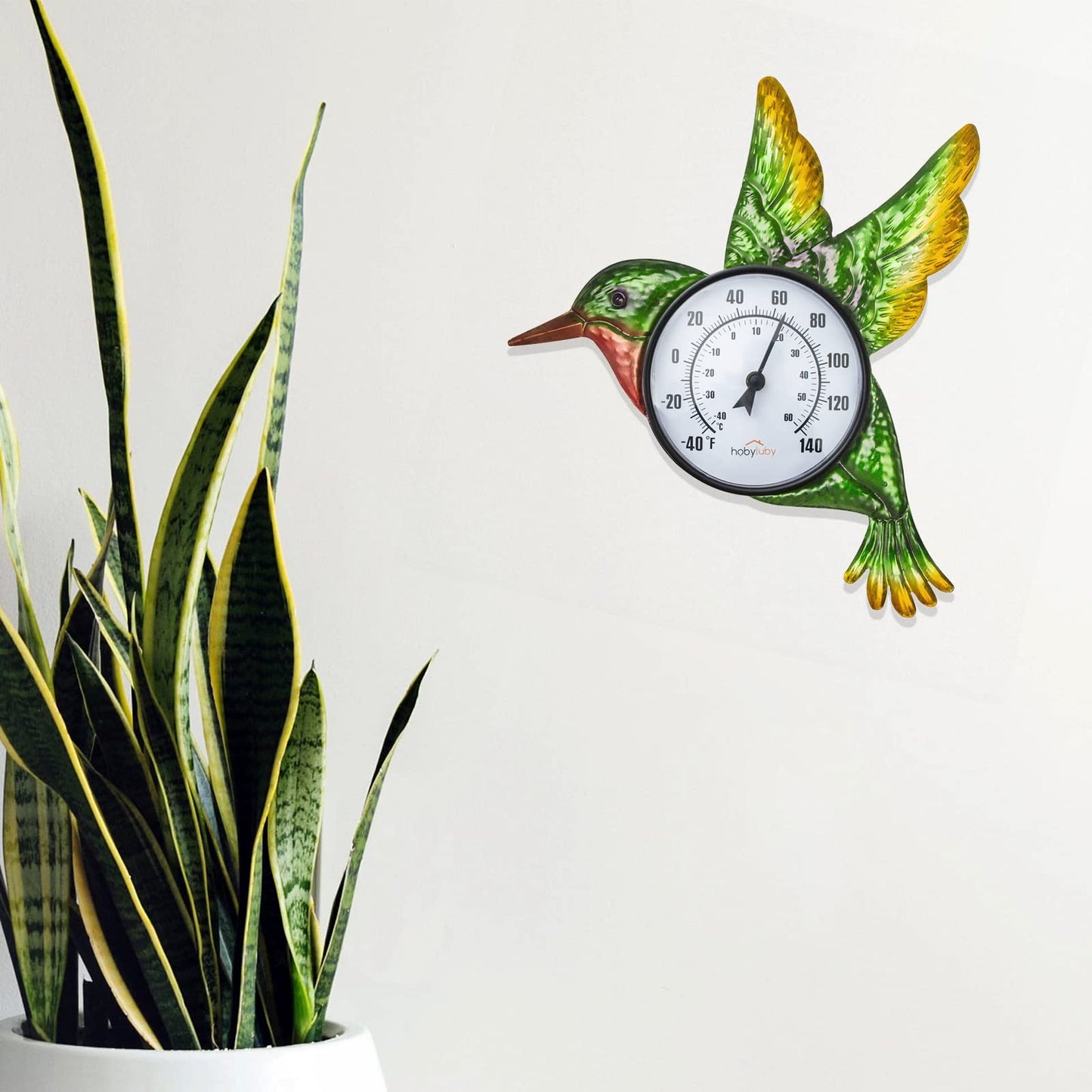 HOBYLUBY Indoor Outdoor Thermometer, Hummingbird Wall-Mounted Thermometer Waterproof for Patio Garden Yard & Living Room, No Battery Needed