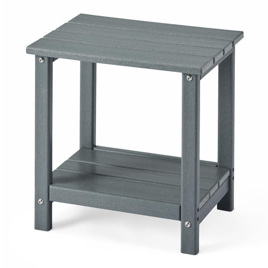 Amazon Basics Outdoor Side Table with Lower Shelf, Weather-Resistant Stainless Steel, 41.91cm x 32cm x 41.91cm, Grey, 1-Pack