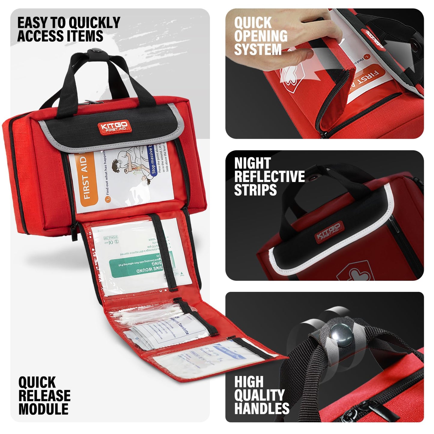 First Aid Kit - Waterproof Compact Small Emergency Medical Trauma Kit for Home, Travel, Camping, Hiking, Vehicle, Workplace Gift for Doctors, Parents, Travelers, Climbers (218 Piece Red)