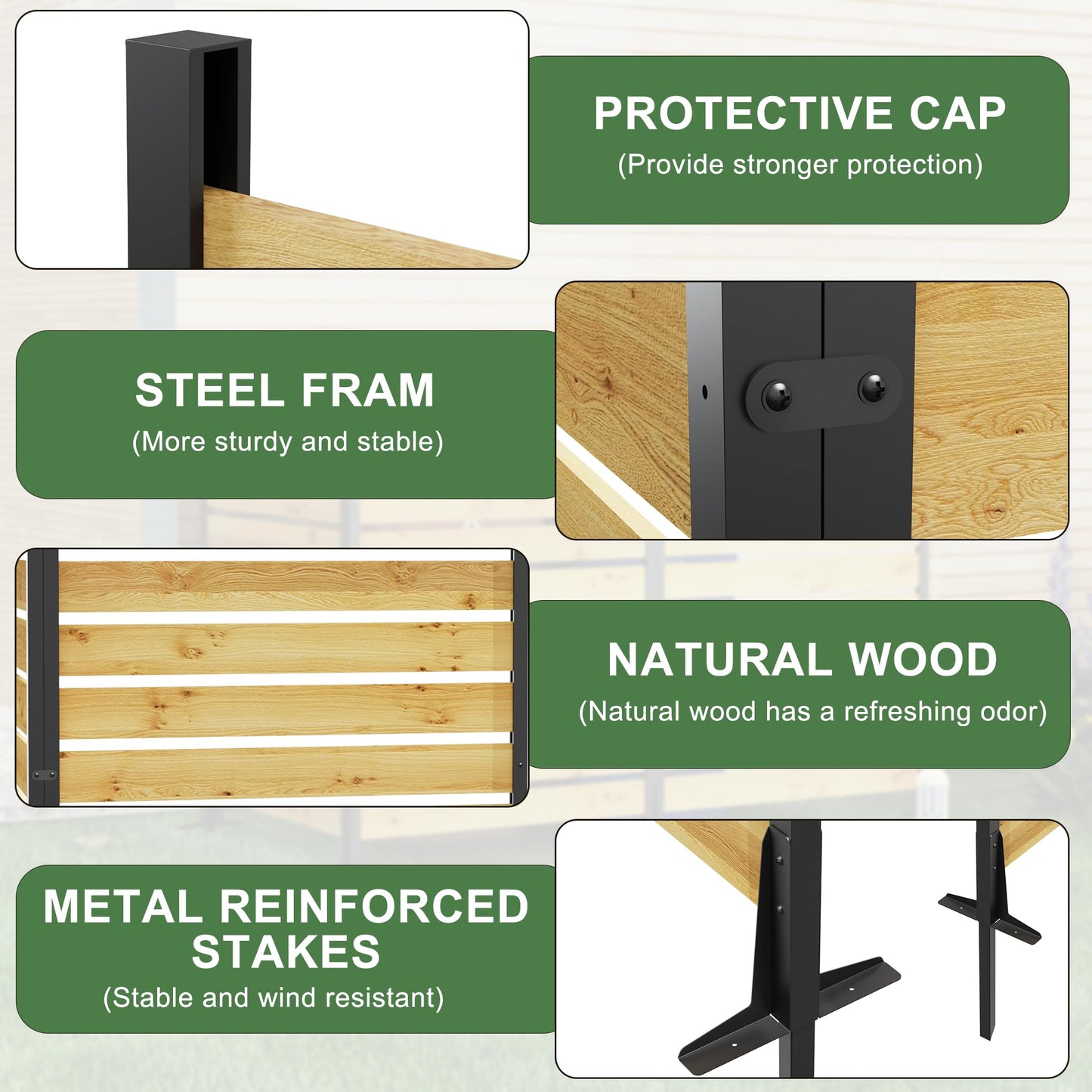 Wood Privacy Screen – Bathenum 72”H x 38.5”W, Above Ground: 61”H, Overall: 72”H, Pool Equipment Enclosure, Trash Can, Air Conditioner Fence, Aluminum Alloy Outdoor Walls