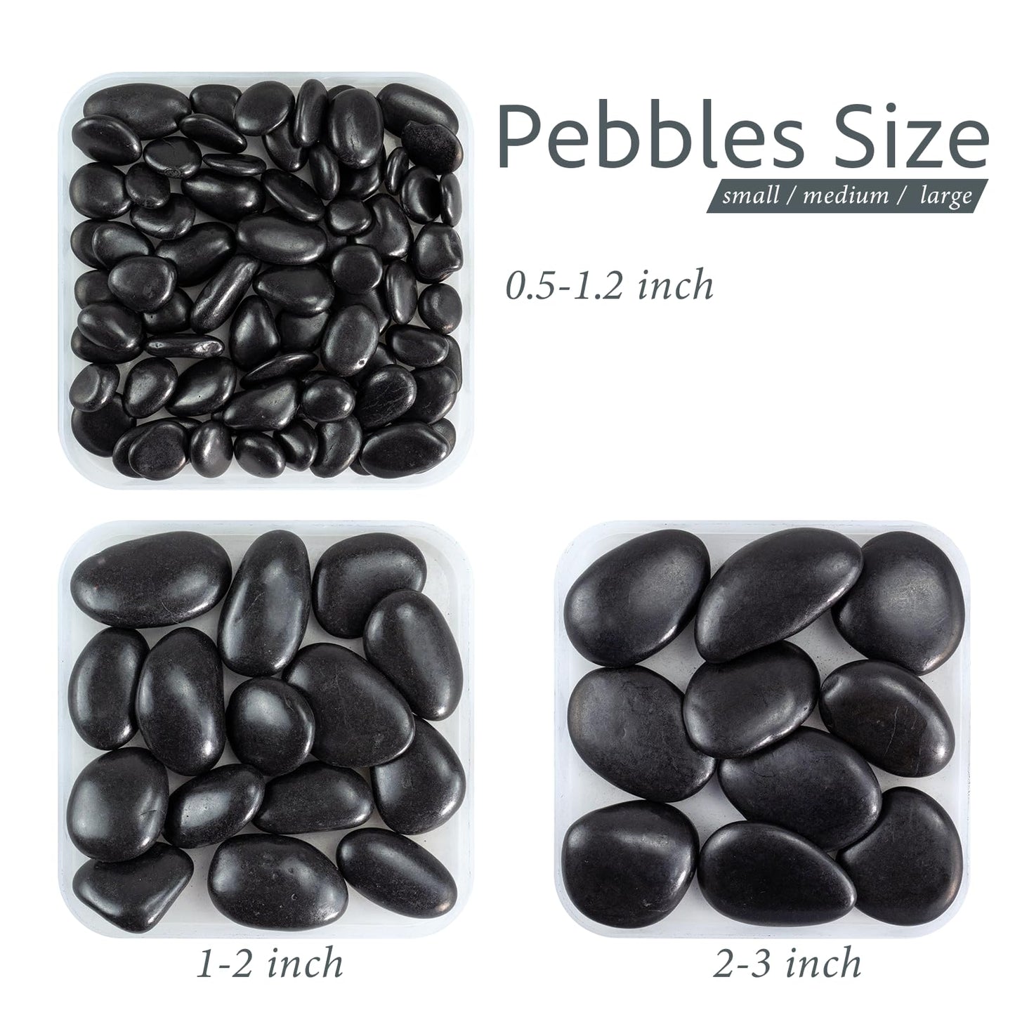 GreenVibe River Rocks for Landscaping, 40lbs Black Pebbles for Indoor Plants, 1-2 Inch Decorative Rocks for Planters, High Polished Stones for Vase Filler Fish Tank Garden