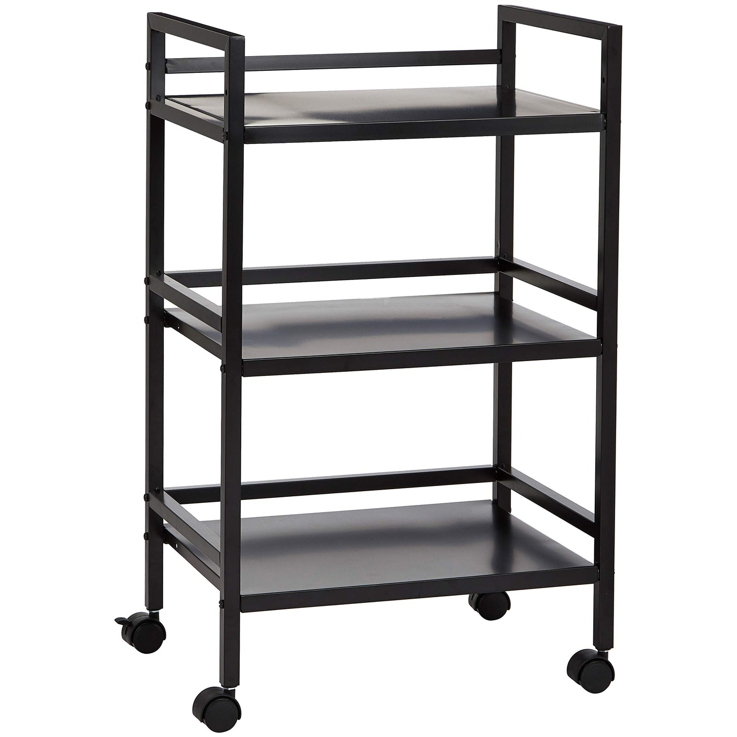 Amazon Basics 3-Tier Metal Rolling Utility Cart, Storage Organizer, Multifunctional Storage, Mobile Shelving, Black
