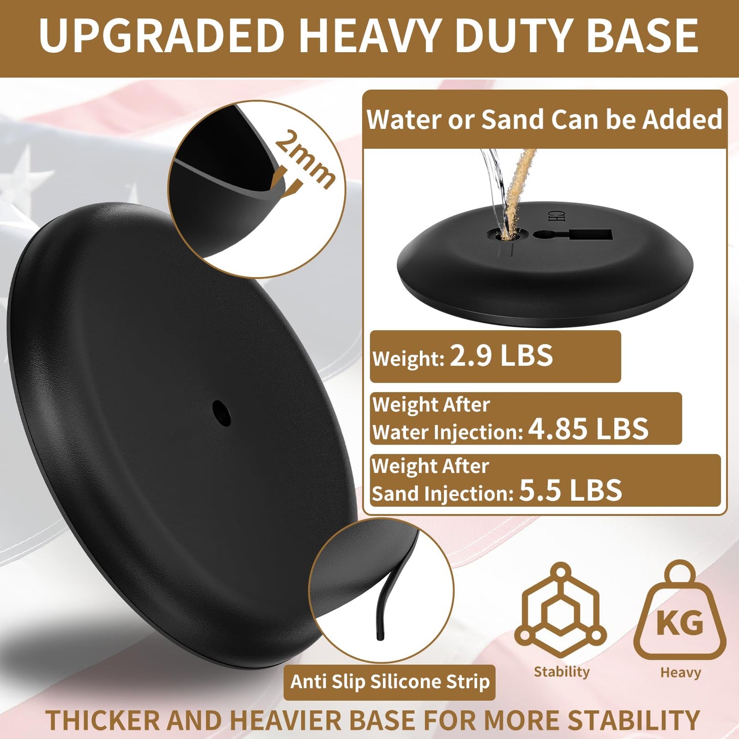 8 FT Indoor Flag Pole and Stand, Heavy Duty Indoor Flag Pole Kit with Weighted & Thickened Base, Eagle Topper, 3x5 FT American Flag, Adjustable Presidential Indoor Flagpole for Office School City Hall