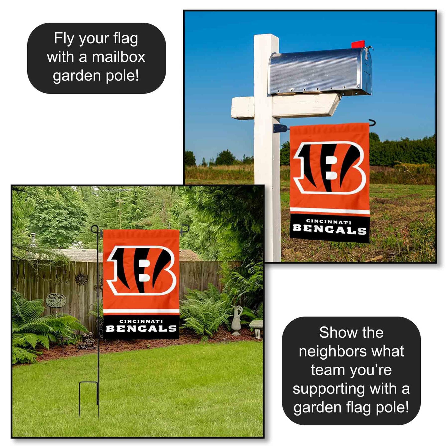 Cincinnati Bengals Double Sided Garden Flag