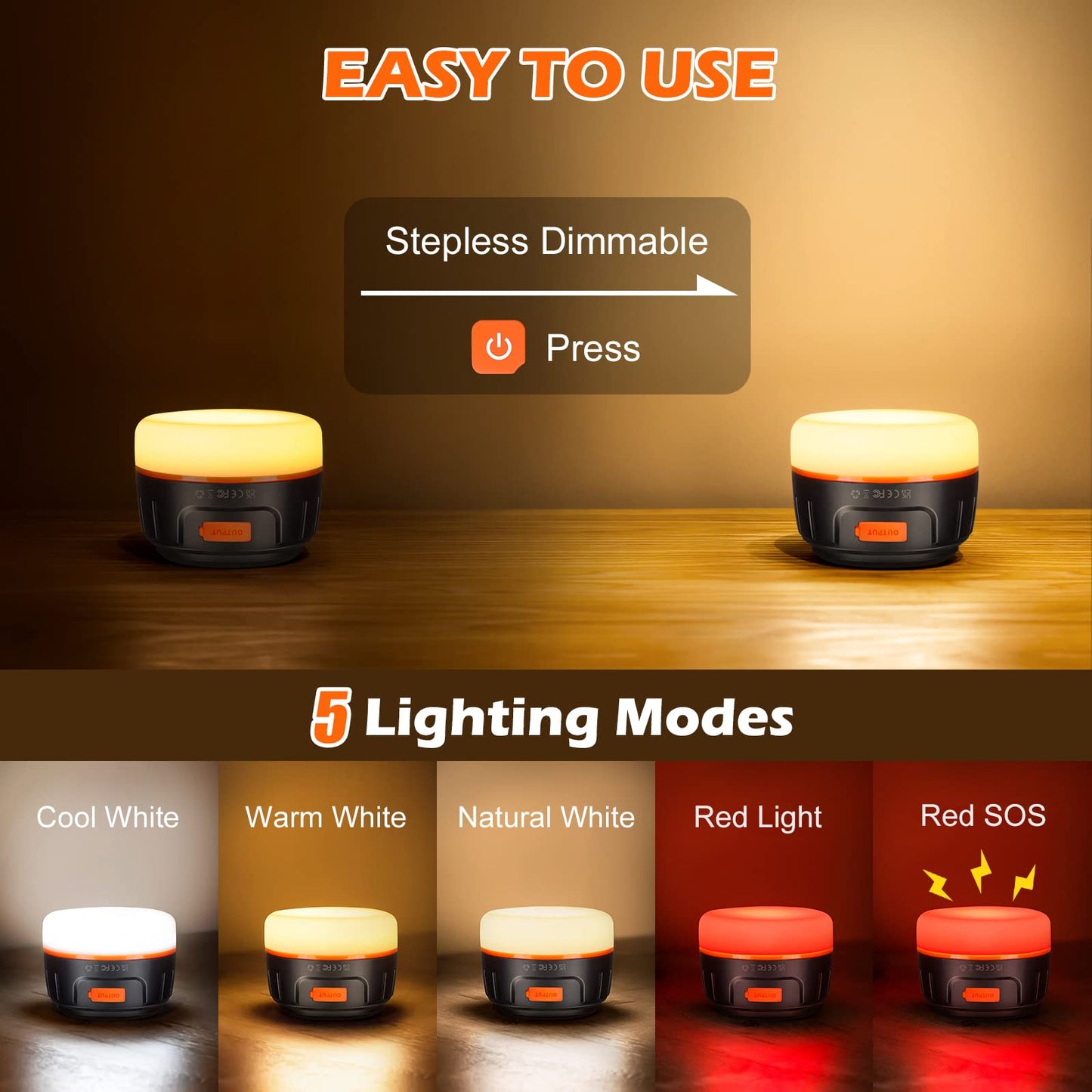 Sinvitron LED Camping Lantern Rechargeable,Tent Lights with Remote Control,1000LM Up to150H Running,5200mAh Camping Light, Emergency Light for Hurricane,Power Outages,Outdoor, Hiking, Home,Fishing