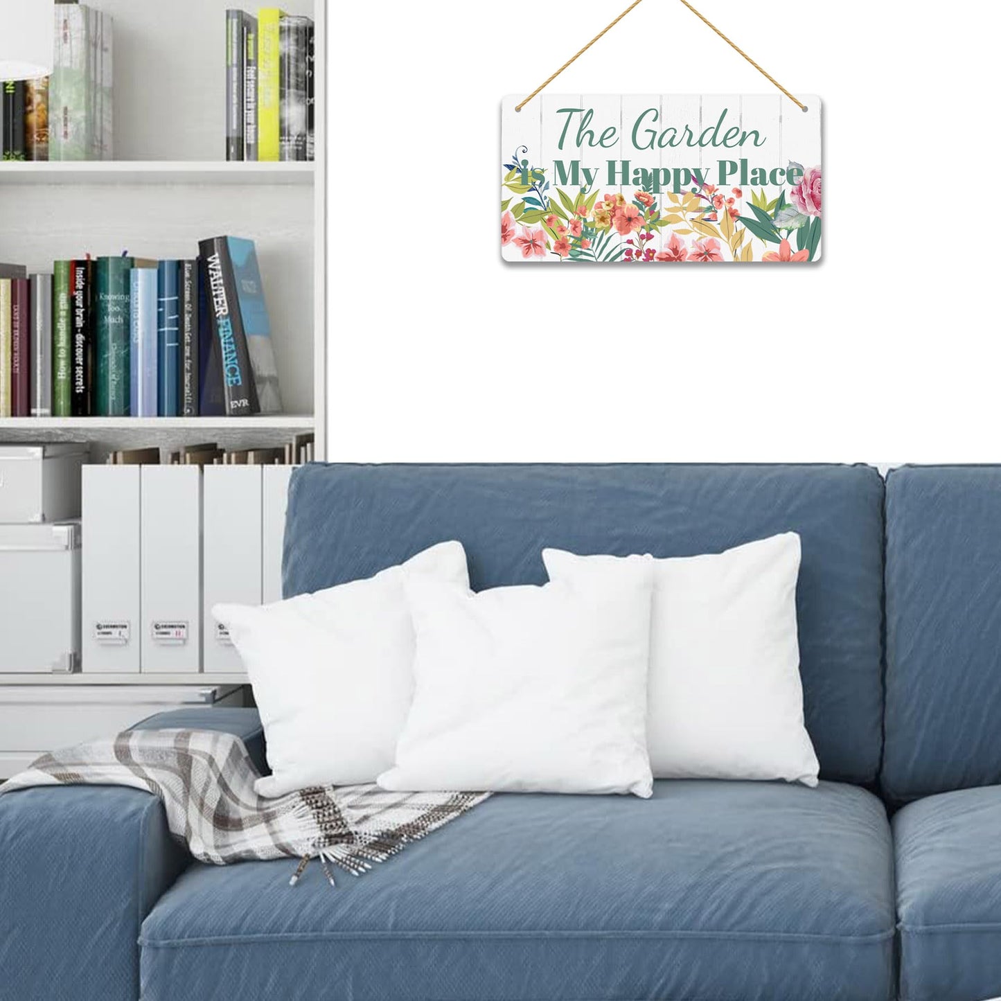 Garden Decor Sign - The Garden is My Happy Place Wood Sign, Outdoor Decor Art for Yard & Patio, Inspirational Gardening Gift for Women & Men, 6x12 Inches