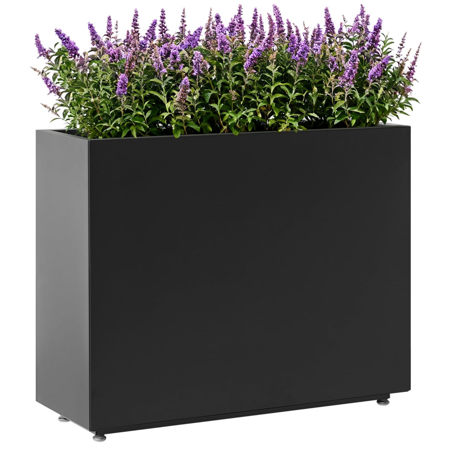 Foresland 30-Inch Tall Elevated Metal Planter, 36Wx11Dx30H Outdoor Planter Box with Removable Partition & Adjustable Feet, for Patio, Yard, Deck, Easy Assembly & Drainage Holes, Black