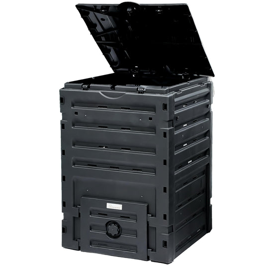 YITAHOME 120 Gallon (450L) Large Outdoor Compost Bin, Composter Box with Snap-on Top Lid and Aeration System, Lightweight Garden Compost Barrel Tumbler, Easy Assembly