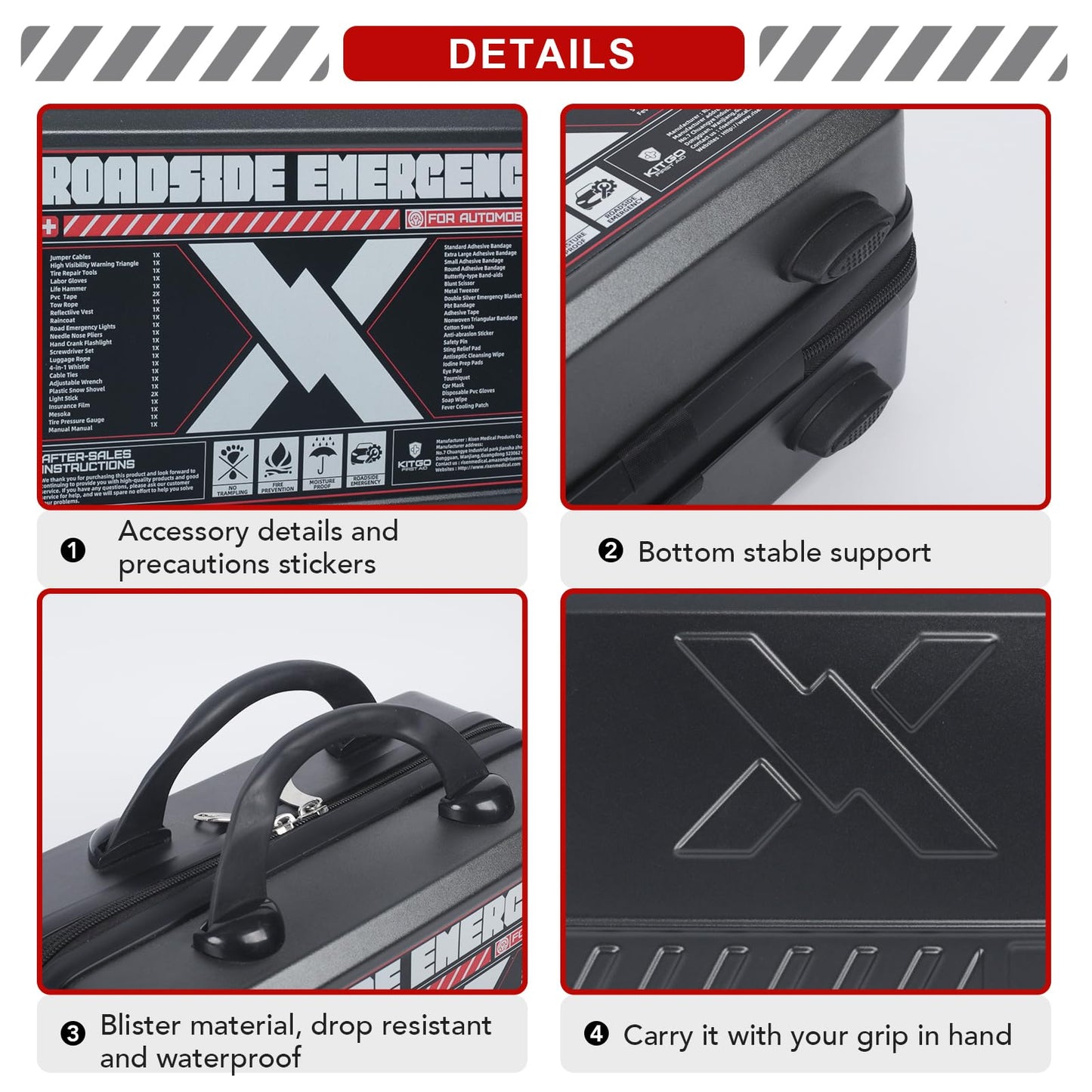 KITGO Roadside Emergency Car Kit (137Piece), with Jumper Cable, Car Safety Road Rescue Kit,Car Emergency Kit Gift for Father Women and Men,Tow Strap,Car Tool Kit (Black)