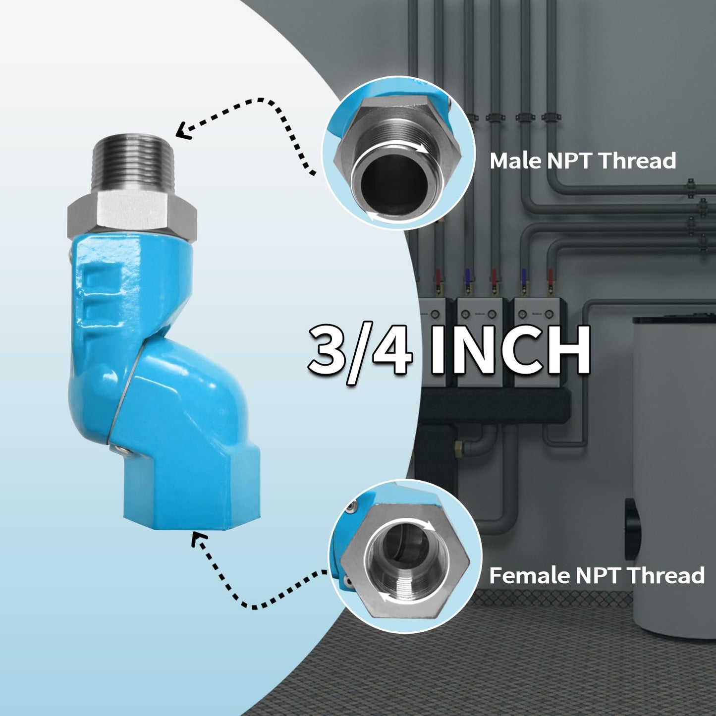 3/4 Inch Commercial Gas Hose Swivel Connector, Fuel Hose Swivel,Quick Connect Hose Fitting Intended for Kitchen,48 Inch Gas Line Hose and Restaurant