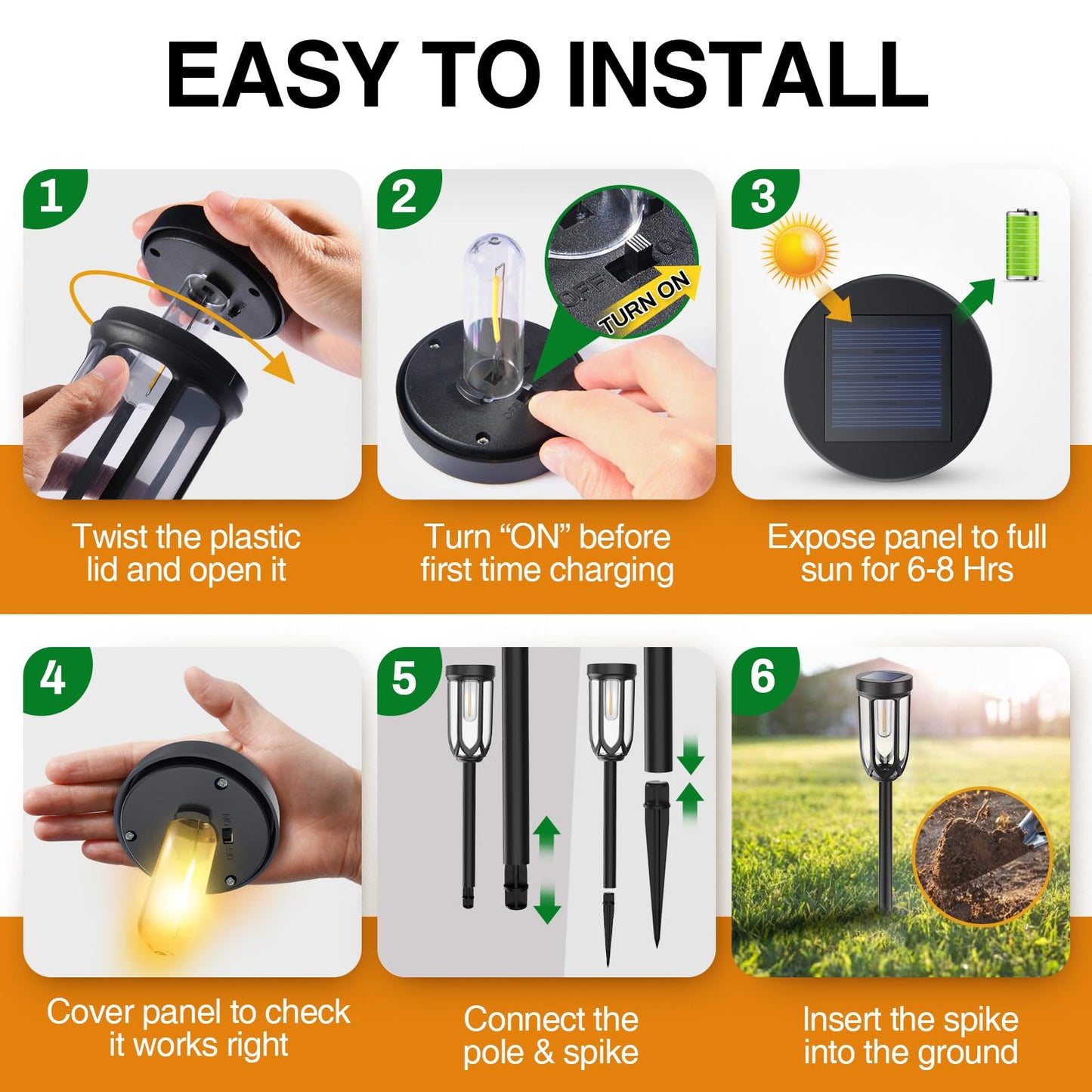 Barleit Solar Lights Outdoor 8 Pack, Solar Pathway Lights, Solar Lights Outdoor Waterproof IP65, Bright Auto On/Off Garden Lights, Solar Landscape Lights for Driveway Walkway Lawn Yard (Warm White)