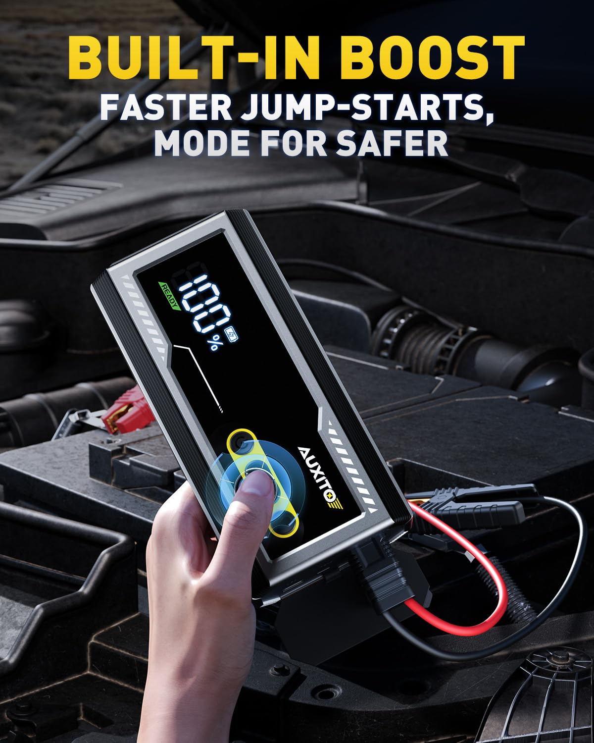 AUXITO Jump Starter 8000A Portable Car Battery Jump Starter with Large LCD Display Jump Cable with Smart Clamps Power Bank Emergency Flashlight for Cars Heavy Duty Jumper Box for Car Battery