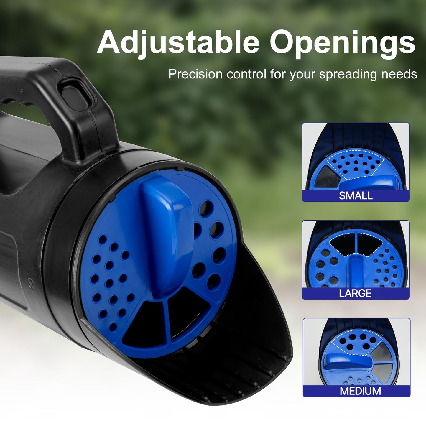PERSZEN Handheld Spreader for Fertilizer, Grass Seed and Ice Melt, Multi-Use Seed Spreaders for Lawns with Adjustable Openings, 84 Oz Capacity Lawn Spreader for Yards and Garden Care