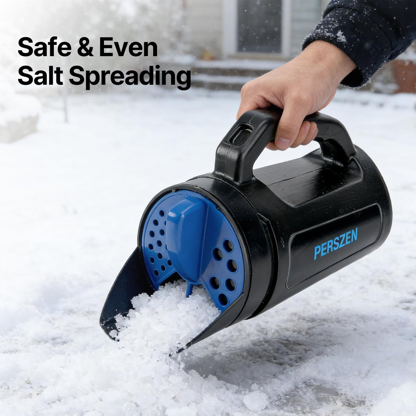 PERSZEN Handheld Spreader for Fertilizer, Grass Seed and Ice Melt, Multi-Use Seed Spreaders for Lawns with Adjustable Openings, 84 Oz Capacity Lawn Spreader for Yards and Garden Care