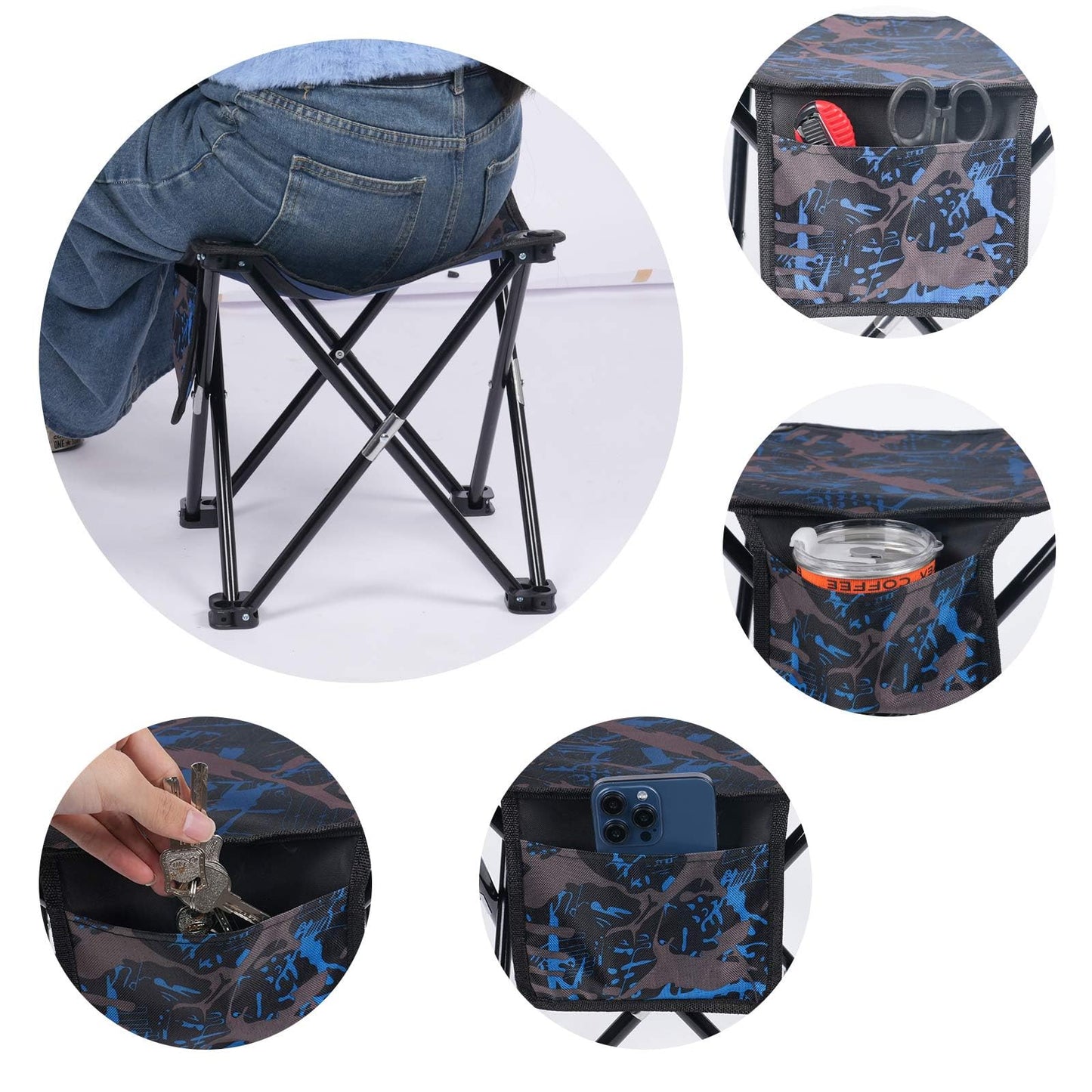 VOLIXOD 2 Pack Folding Portable Camping Stool for Adults, Lightweight Collapsible Stool for Outdoor Footrest Fishing Hiking Gardening and Beach with Carry Bag(400 LBS Capacity)