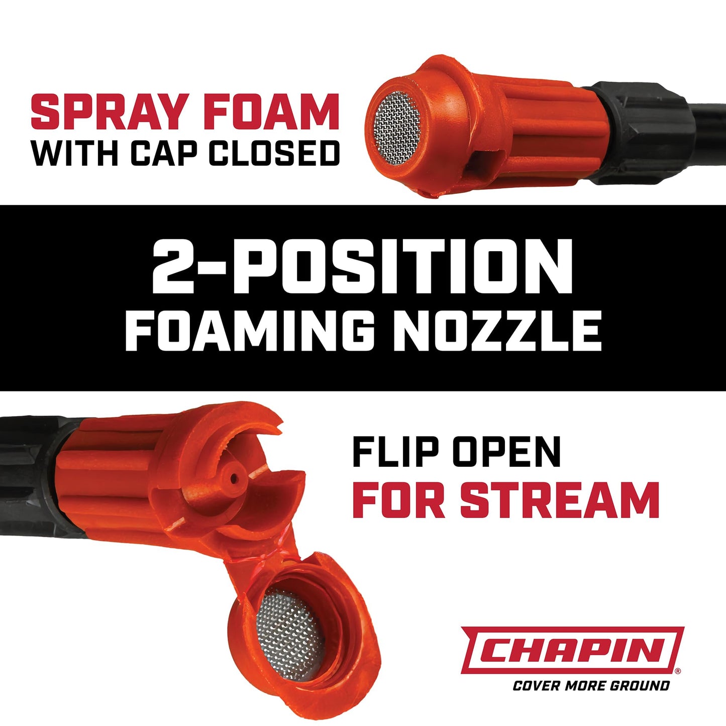 Chapin 22541 Pump Sprayer, 1‑Gallon, Foaming, Lawn & Garden, Translucent Poly Tank, Adjustable Nozzles, Anti‑Clog Filter, 12" Wand, 34" Reinforced Hose for Weed, Pest, Fertilizer Applications, 2 Pack