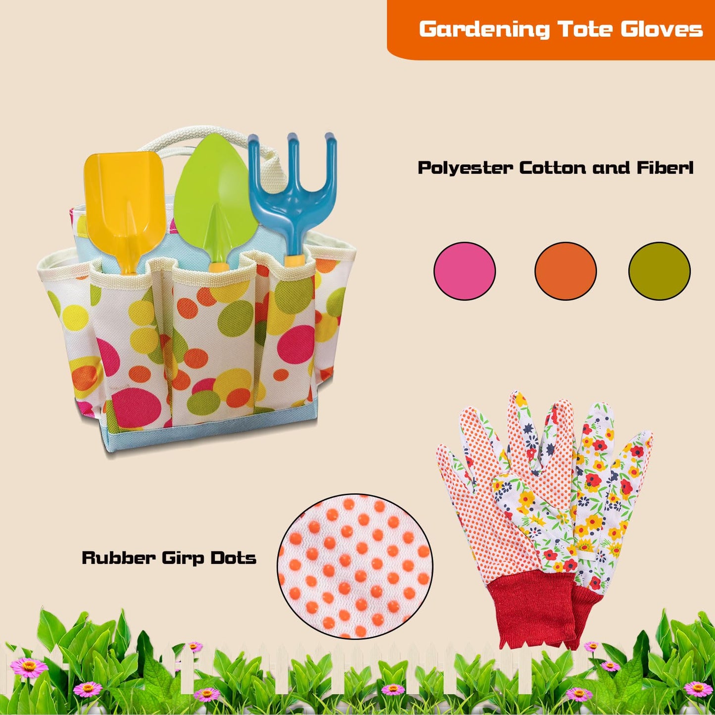 GIFTRRTOY Kids Gardening Set, Kids Gardening Tools with Watering Can, Shovel, Rake, Gloves, Waterproof Apron and Storage Bag, Children Garden Tool for Boys Girls Age 3 4 5 6 7 8