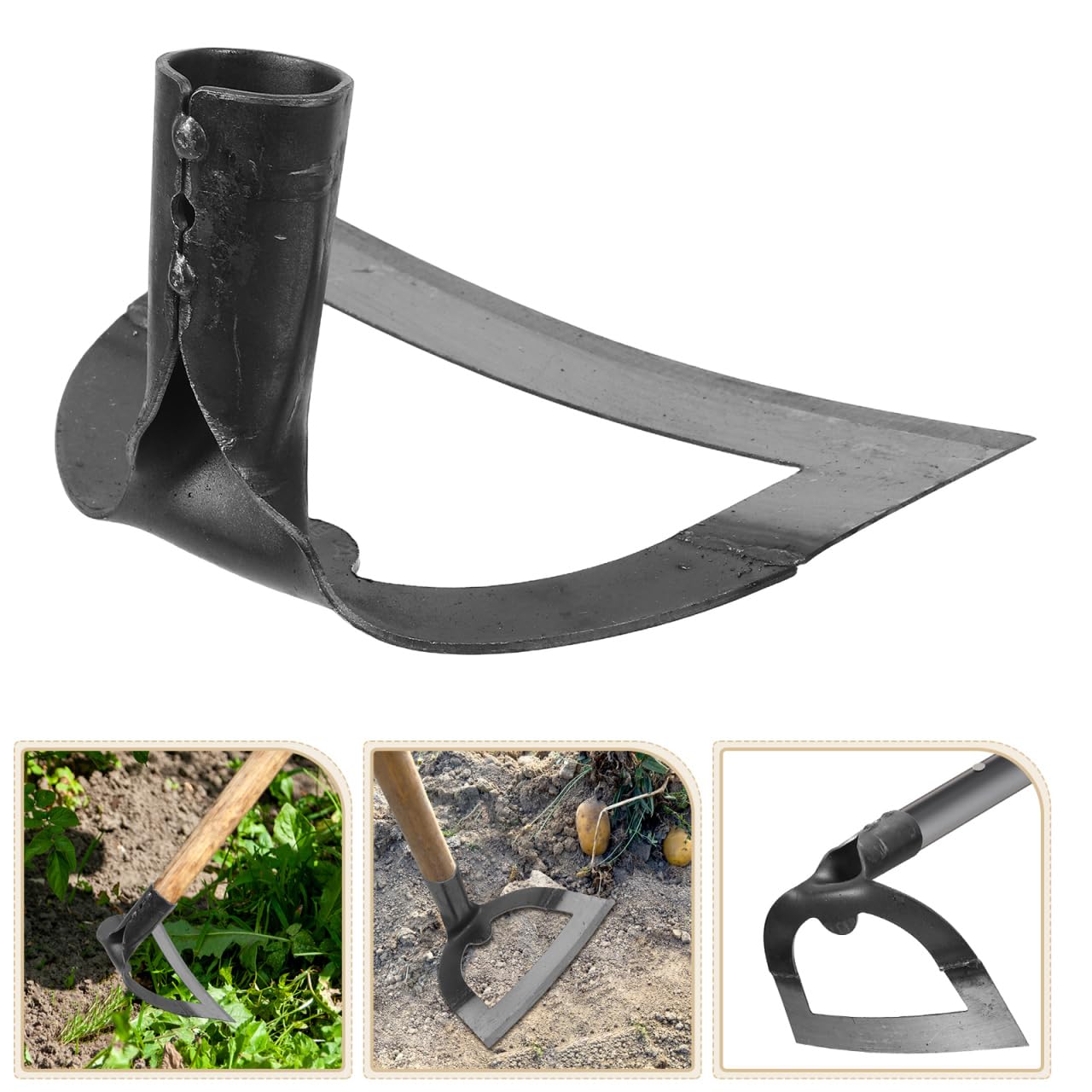 DOITOOL Heavy Duty Hollow Garden Hoe Tool 8.38In Handheld Weeding Rake for Backyard Farming Soil Loosening Tilling and Planting