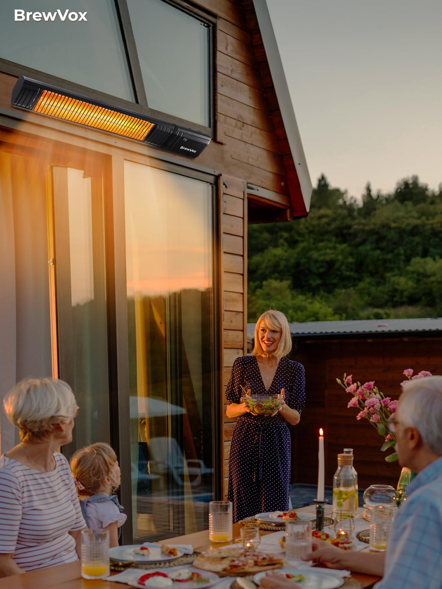 BrewVox Carbon Infrared Electric Outdoor Patio Heater, Smart App-Controlled with Remote On/Off & Timer for Living Room, Bedroom, Garage, Office