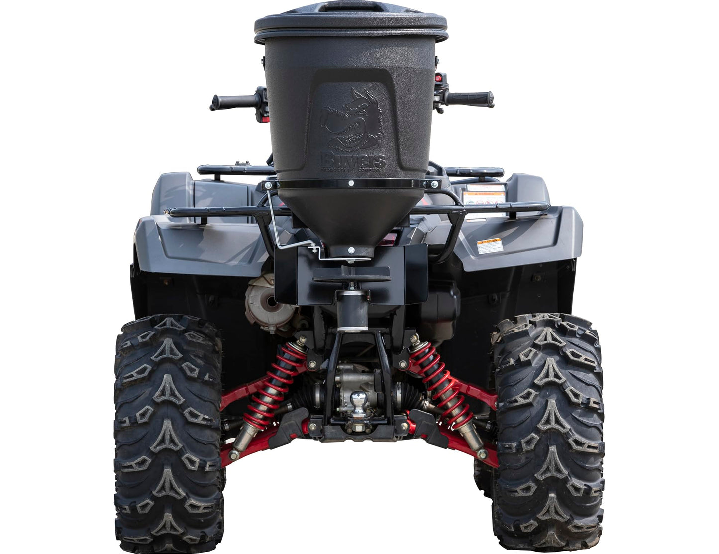 Buyers Products ATVS15A ATV All-Purpose Broadcast Spreader, 15-Gallon Hopper for Seed, Fertilizer, Rock Salt, Deer Feed, and More, Vertical Mount with 12V Motor, 30-Foot Spread Width