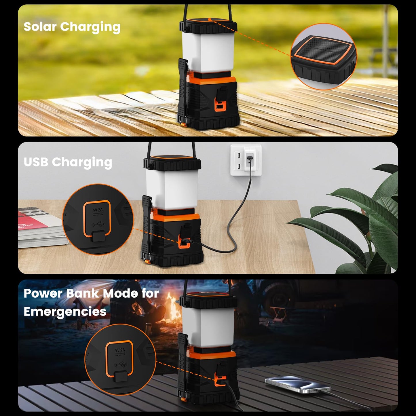 Xynover LED Camping Lantern Rechargeable,1000LM, Portable with 5 Ligth Modes, IP44 Waterproof 4400mAh Tent Flashlight Lanterns for Power Outages, Hiking, Hurricane,Campsites, Emergencies (2-Pack)