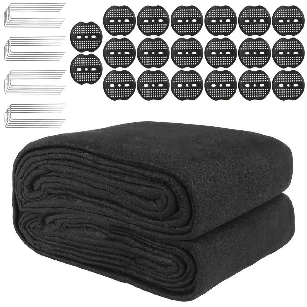 HZCGJMY Pond Liner Non-Woven Geotextile Underlayment 10 x 15 Feet Thickened Outdoor Ponds Underlayment Landscape Fabric Kit with 20 U-Pins and Gaskets for Ponds, Fish Koi, Waterscape