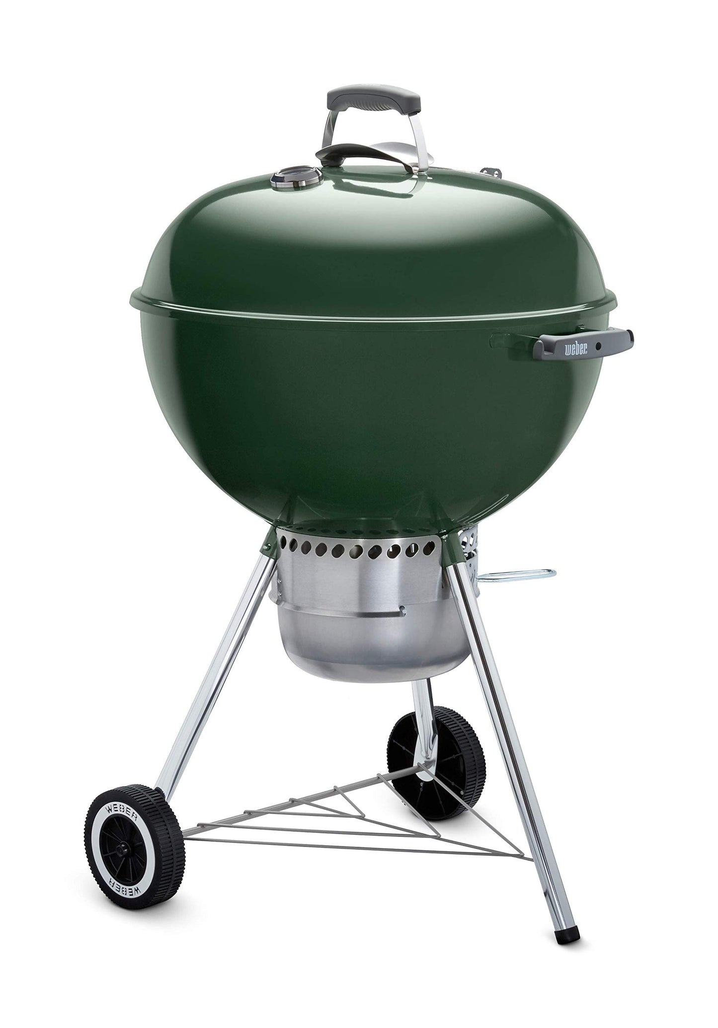 Weber Original Kettle Premium Charcoal Grill, 22-Inch, Green – Outdoor BBQ Grill with Built‑In Thermometer, Heat Control Dampers & One‑Touch™ Cleaning System