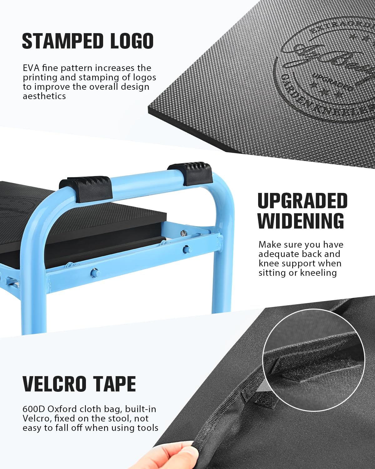AZBESTPRO Garden Kneeler and Seat, Upgraded Foldable Heavy Duty Gardening Stool - Widened to 10" Stable Wear-Resistant Prevent Knee and Back Pain, Bench High-End 2 Large Tool Bags Gift for Men Women