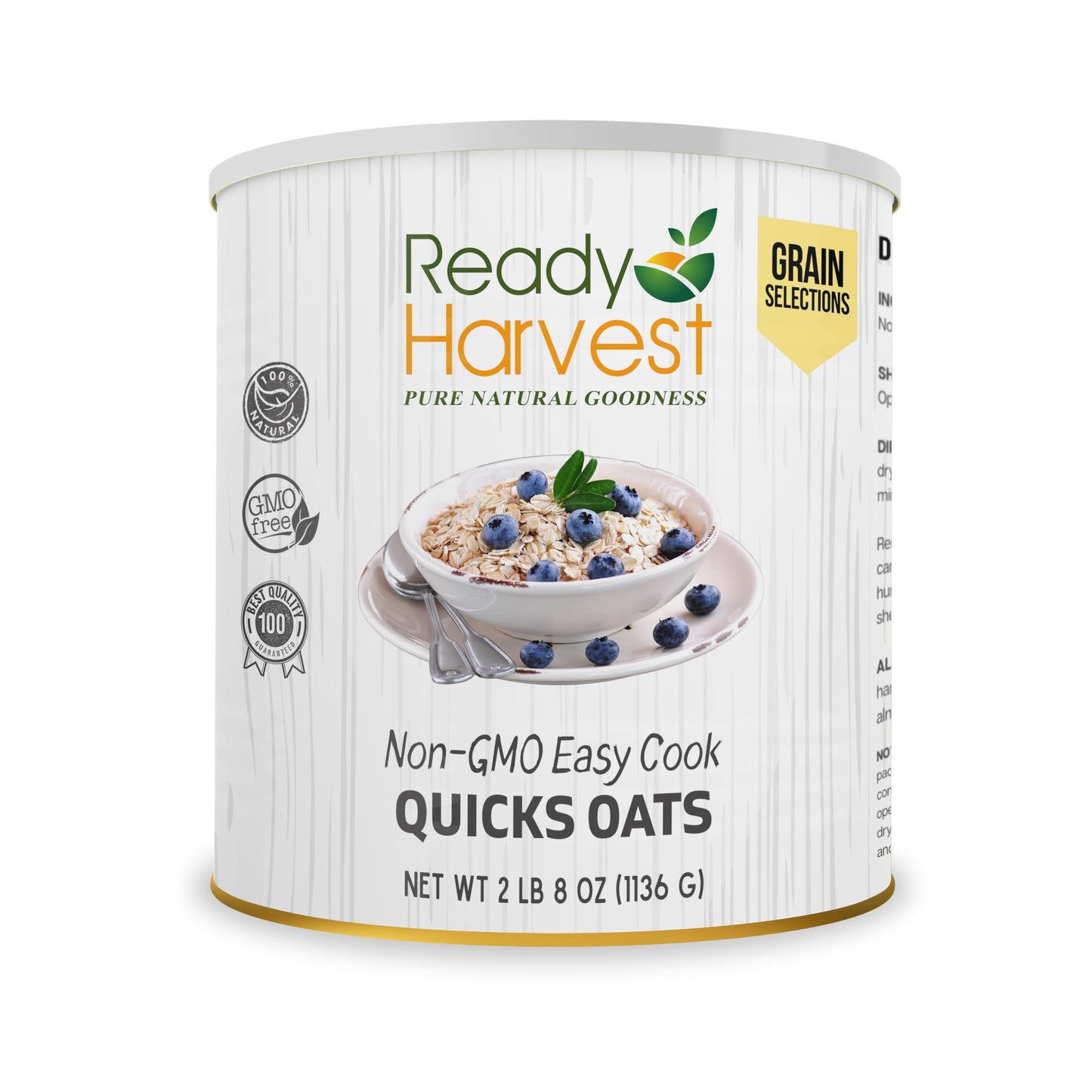 Ready Harvest Dehydrated Quick Oats Whole Foods for Emergency Food Storage, Camping Supplies, and Survival Kits | Sealed Fresh in #10 Can | 20 Year Shelf Life | 1 Can