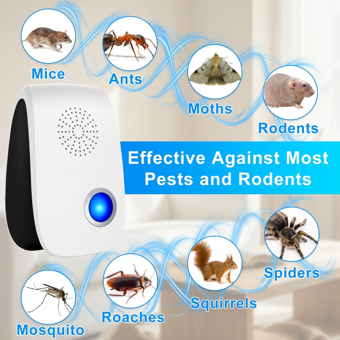 2026 Upgraded Ultrasonic Repeller 8 Packs, Indoor Repellent for Mouse, Roach, Ant, Rodent, Bugs, Mosquito, Spider Repellent for House Garage Warehouse Kitchen