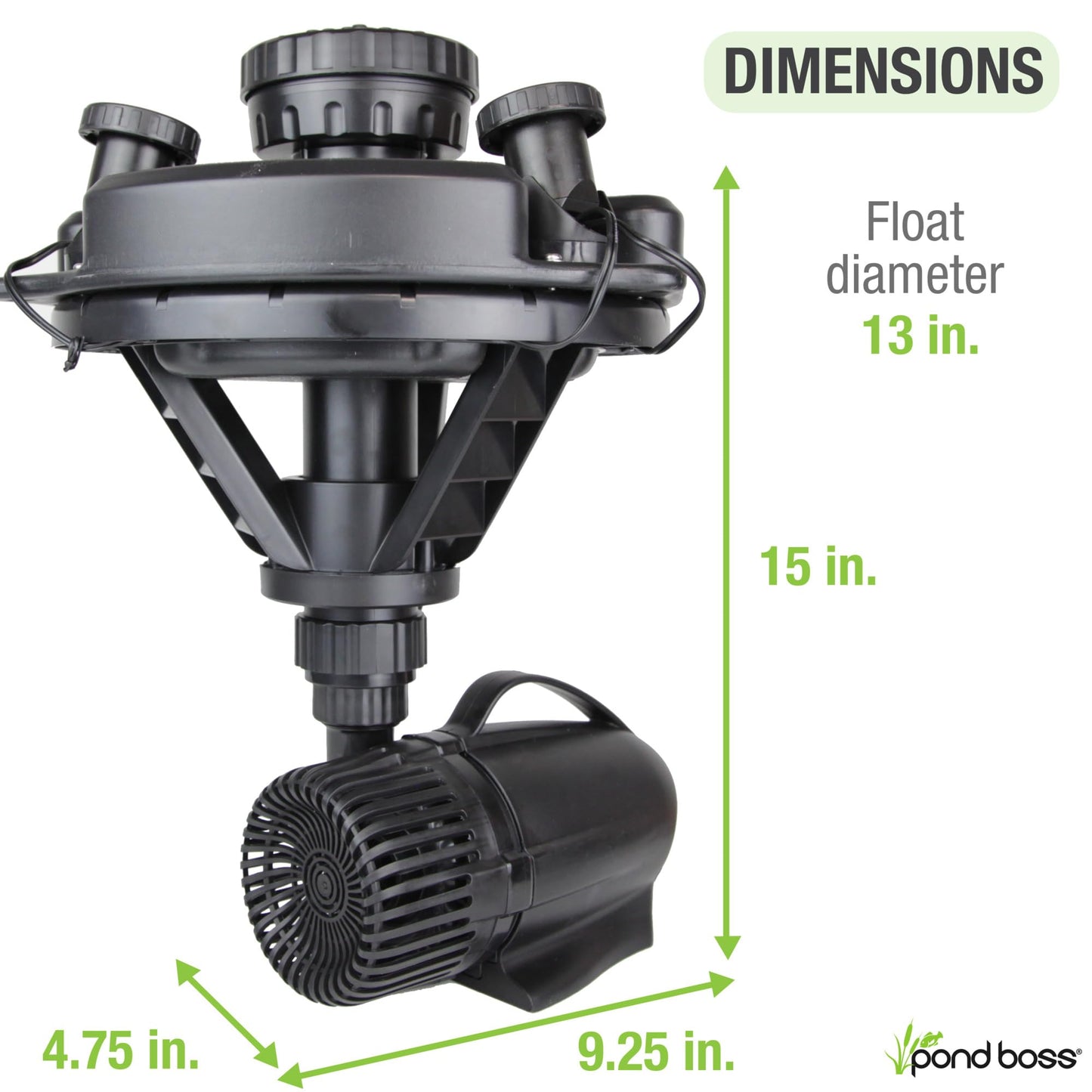 Pond Boss DFTN12003L Floating Fountain With Lights, 50 Foot Power Cord, 1/4 hp