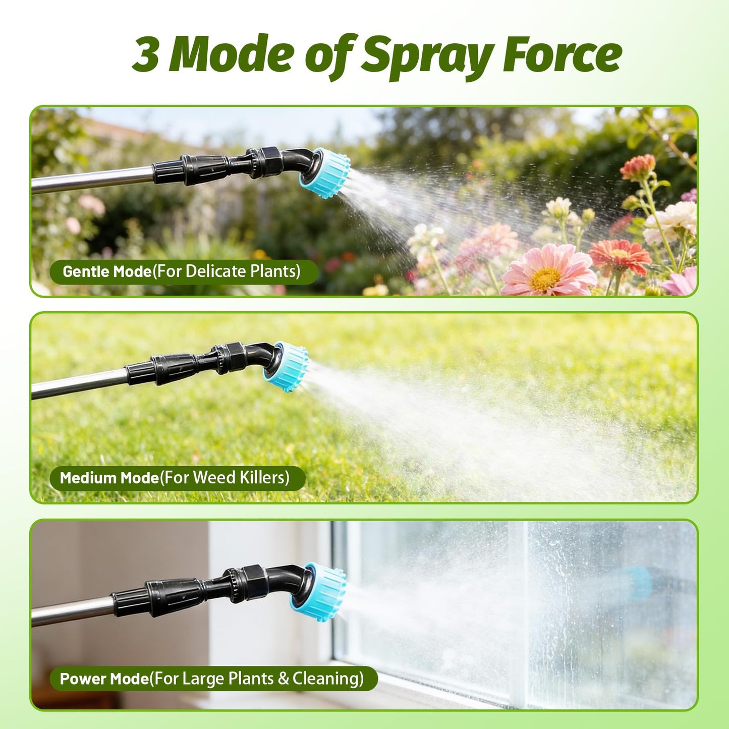 Sylsmart Battery Powered Sprayer Wand with 32.8FT Extended Hose, Electric Garden Sprayer with 3 Speeds & Battery Indicator, 4 Nozzles, 7.4V Portable Weed Sprayer for Lawn Care, Fertilizing, Watering