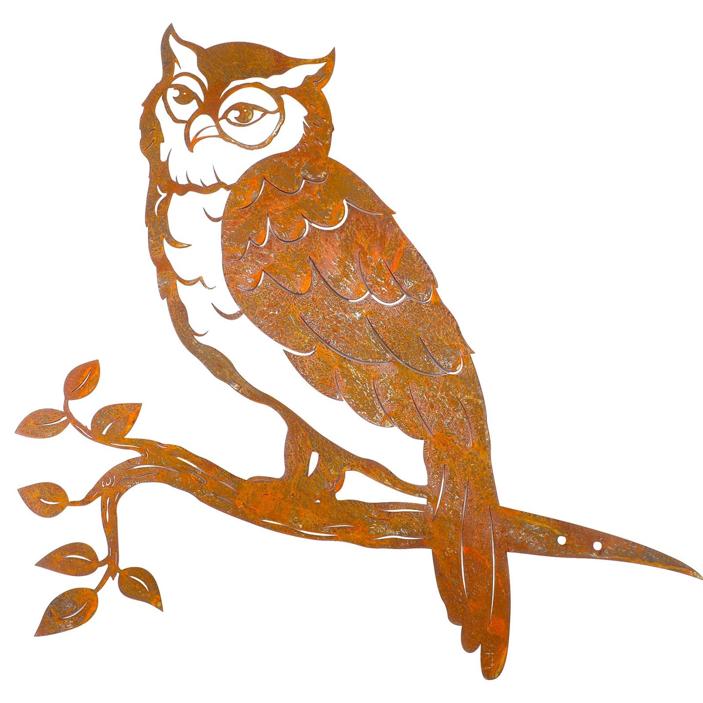 DoubleFill Rustic Copper Metal Owl Statue Outdoor Garden Decor Weather Resistant Rusty Metal Wall Art for Patio Lawn and Backyard Sculpture Gift