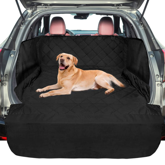 F-color SUV Cargo Liner for Dogs - Waterproof Pet Cargo Liner with Side Flaps, Comfort Dog Cargo Cover with Bumper Flap, Scratchproof Non-Slip Large for Full-Size SUVs Vans, 55 x 93 Inch, Black