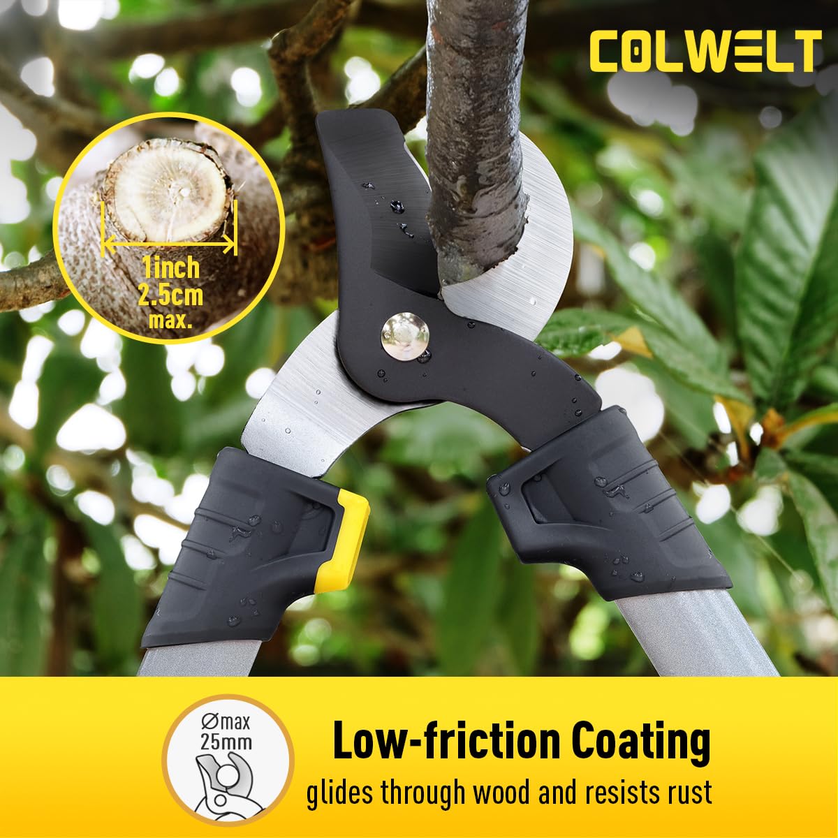 Colwelt Loppers Hedge Clippers Garden Shears 3Pcs, Compact Garden Loppers Shear Set with 17’’ Bypass Branch Cutters & Hedge Shears & Pruners, Tree Shrub Care Kit for Lopping with Soft Grip Handle