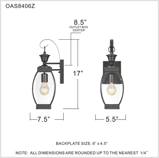 Quoizel Oasis 1-Light Medici Bronze Outdoor Wall Lantern