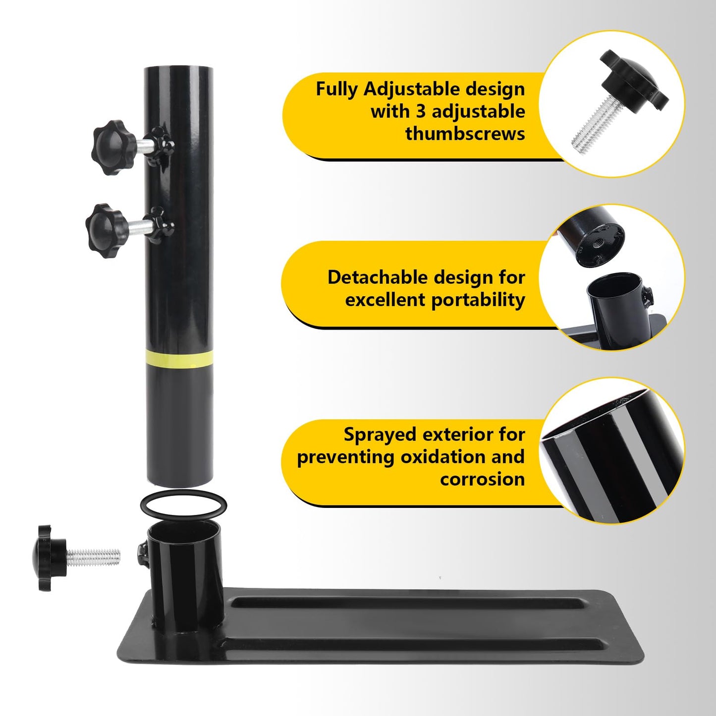 Flagpole Tire Mount, Portable Metal Flag Pole Wheel Stand Tailgate Tire Mount Flagpole Holder Universal for Stand Fits 1.77'' Flag Pole Ideal for Cars RVs Truck Camping Tailgating and Outdoor Events