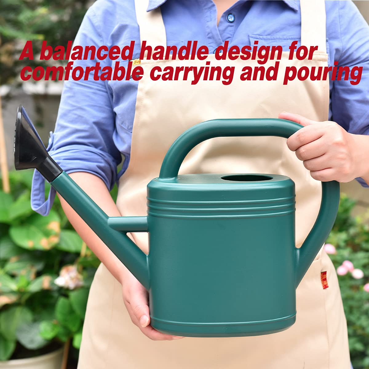 Watering Can 1 Gallon for Indoor Plants, Garden, Outdoor Plant House Flower, Gallon Large Long Spout with Sprinkler Head (Blue)