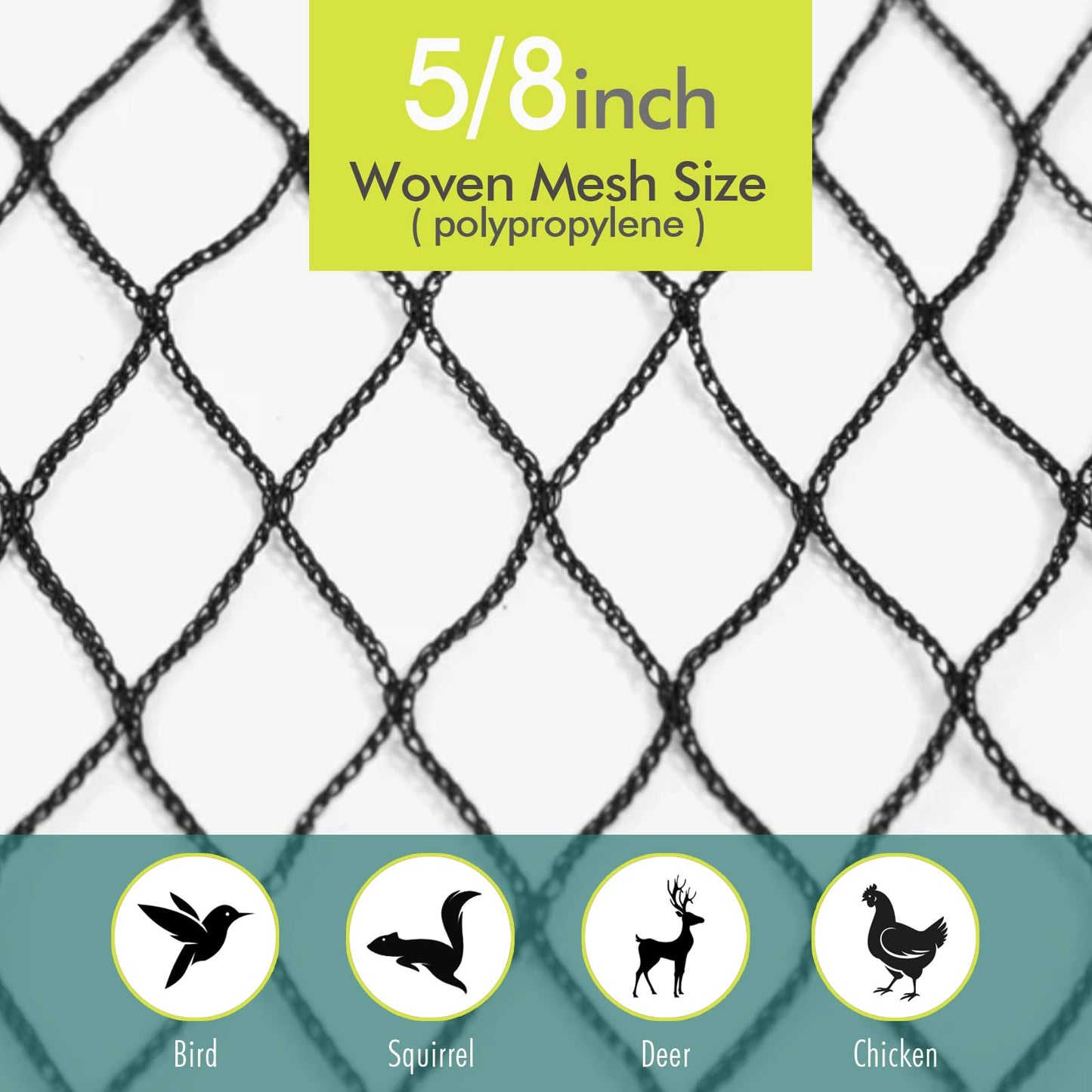 Bird Netting for Garden, Fetanten 7.5 x 33 FT Netting for Garden Protection Vegetables Fruit Trees Blueberry from Birds Deer Poultry, Heavy Duty Woven Mesh Net Animal Fencing with Ties and Staples