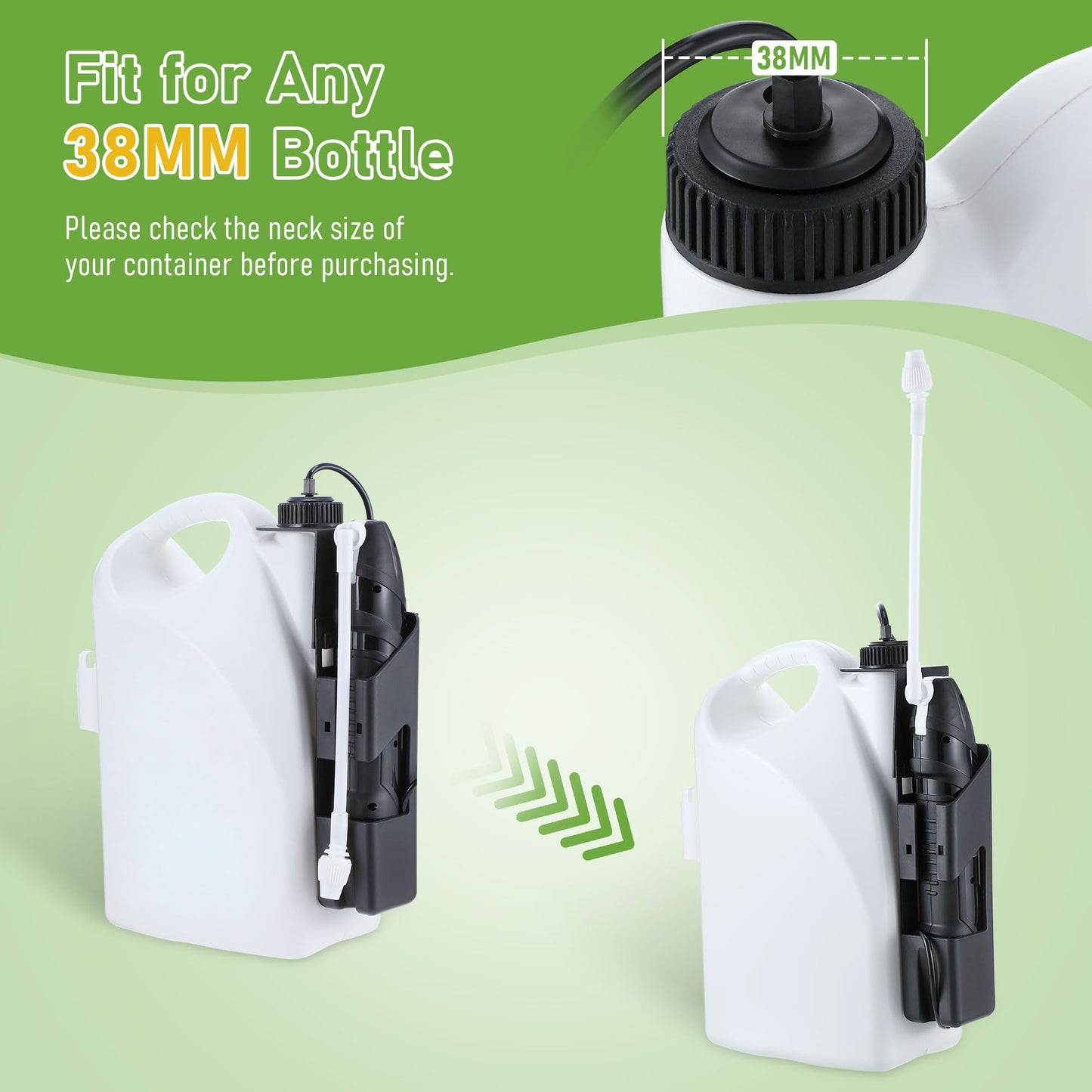 Qualirey Battery Powered Sprayer Wand with Holster, Foldable Nozzle Fits 38mm Cap 1 Gallon Jugs, Electric Weed Bug Ant Killer for Beach Cleaning, Gardening, Lawn and Disinfecting(Black)