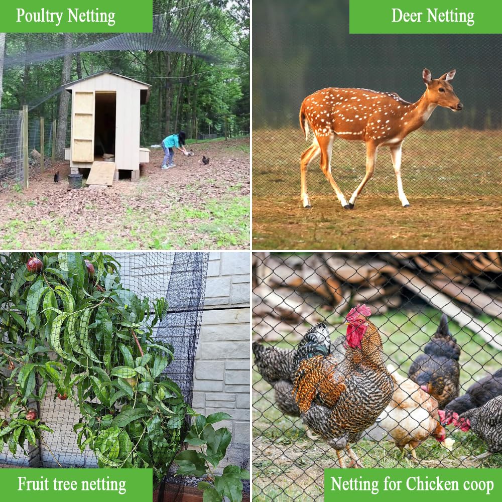 Junkogo Bird Netting 7.5x100 Ft, 1/2In Mesh Heavy Duty Garden Netting Pest Barrier for Plants, Fruit Trees, Vegetables, Extra Strong Woven Mesh Netting, Animal Fencing Against Birds, Deer, Poultry